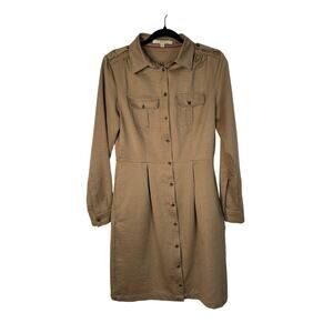Banana Republic 8 Heritage Safari Dress Long Sleeve Coat Knee Length Khaki Tan